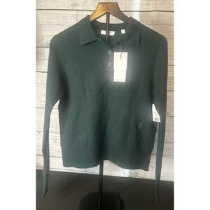 *NEW* Equipment Femme FR 100% Cashmere Womens Medium Madalyn Polo Green Gables